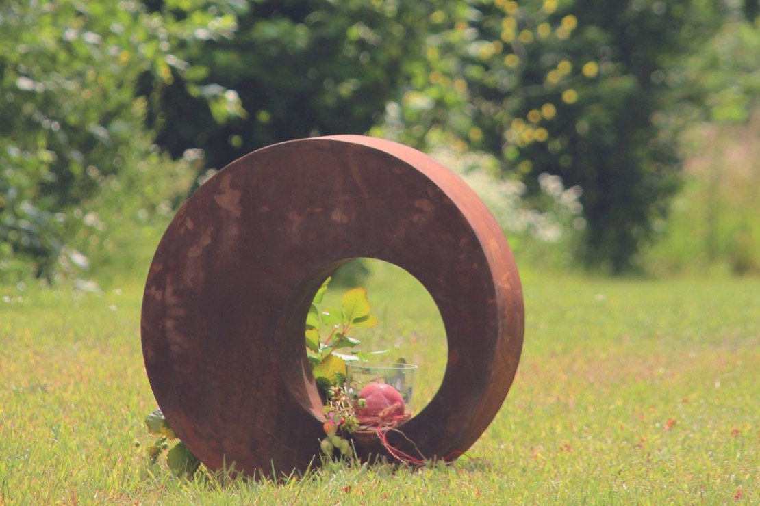 Bulle bougeoir métal rouillé - photophore déco de jardin