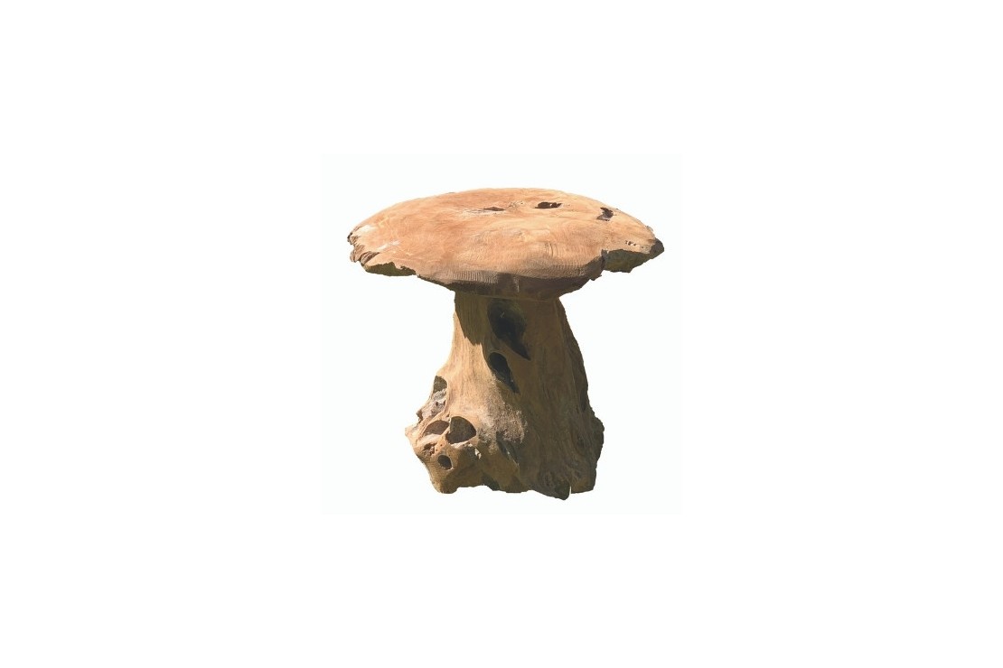 champignon sculpté en teck zoom