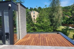 Terrasse bambou brun clair lames de 14 cm de large