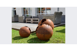 Sphère déco corten craquelée en 3 diamètres différents