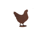 Poule en métal rouillé à poser au jardin