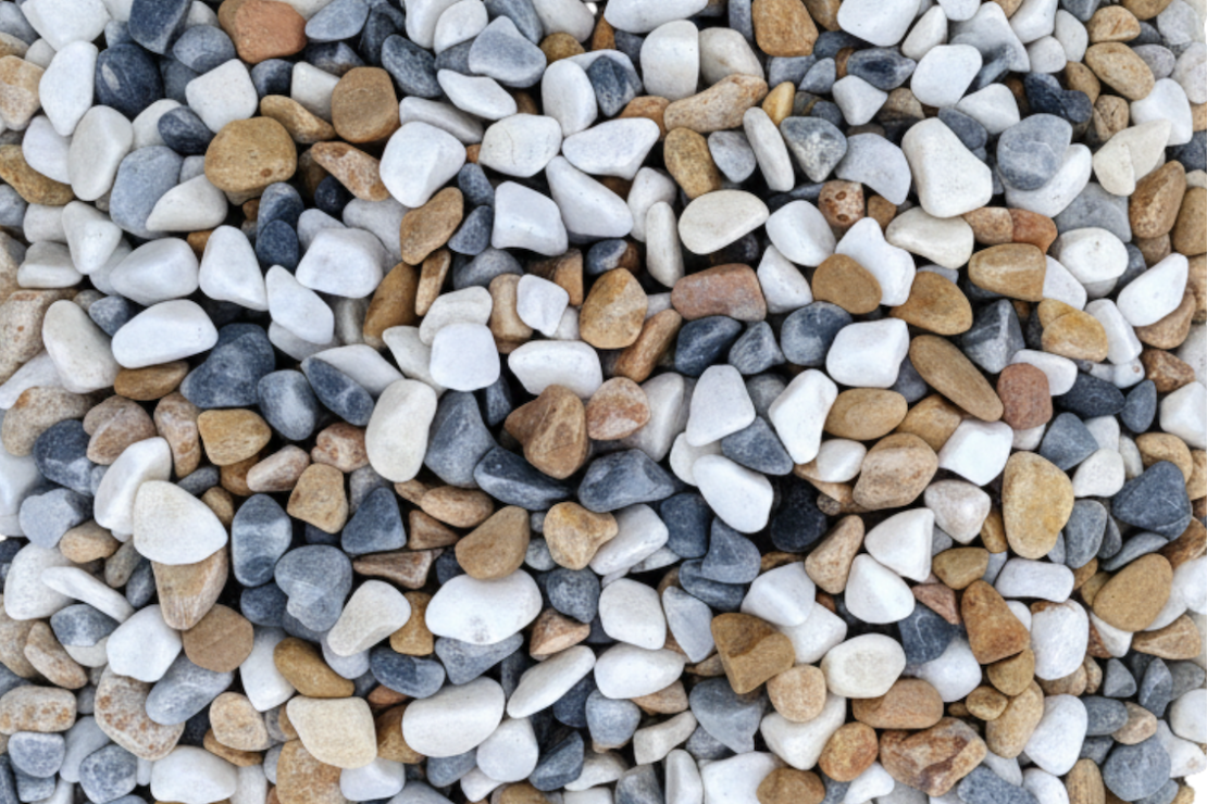 Gravier roulé trio mosaic 15/25 mm blanc, beige , bleu