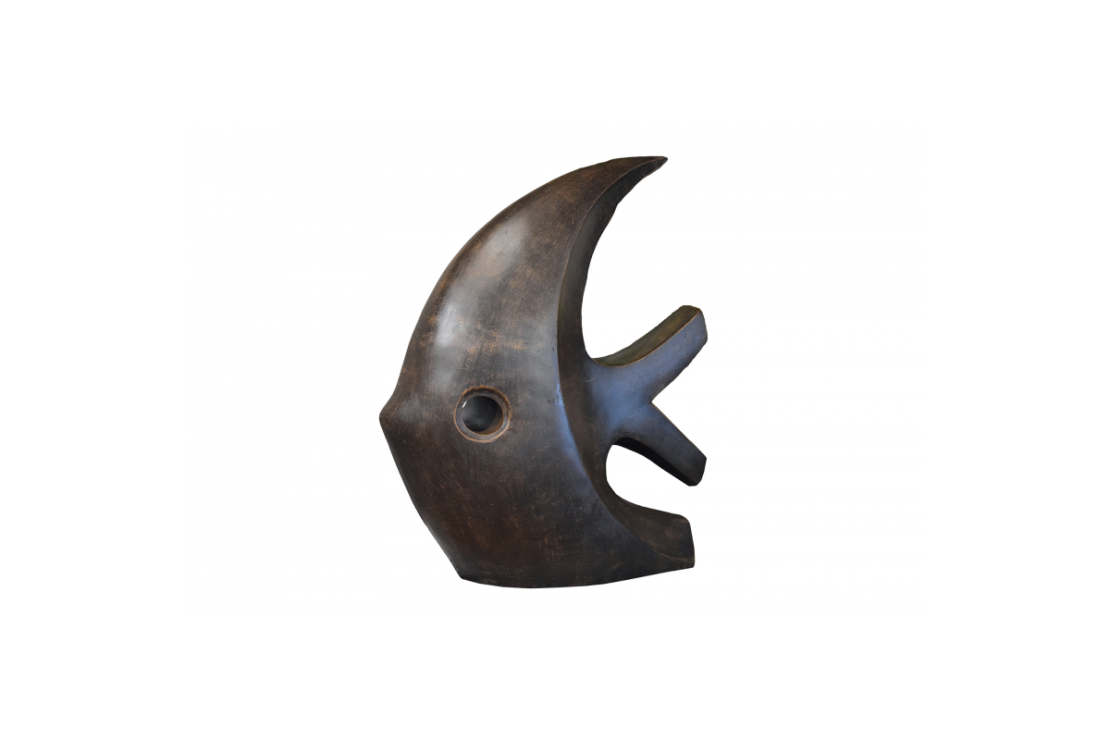 Statue Poisson contemporain Brun