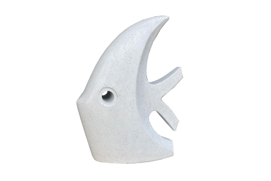 Statue Poisson contemporain en Terrazzo Blanc