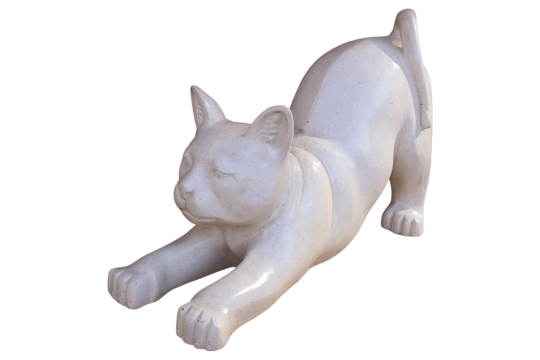 Statue Chat en Terrazzo Blanc - H. 32 cm