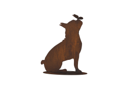 statue chien bouledogue avec son socle
