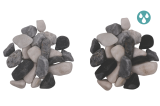 Gravier roulé blanc, noir et bleu, rendu mouillé et sec