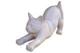 Statue Chat en Terrazzo Blanc - H. 32 cm