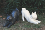 Statue Chat en Terrazzo Noir - H. 32 cm