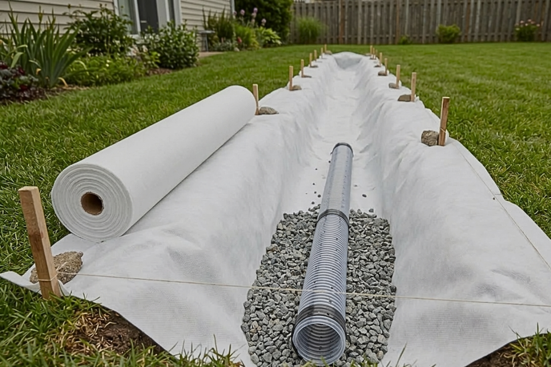 Geotextile pour aménagement extérieur, drainage ou allées carrossables