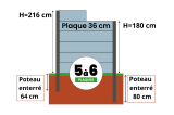 5 ou 6 plaques béton double face imitation pierre pour une clôture jardin de H. 180 cm ou 216 cm