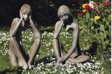 Statue de jardin Tristan assis pierre reconstituée H. 86 cm
