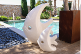 Statue Poisson contemporain en Terrazzo Blanc