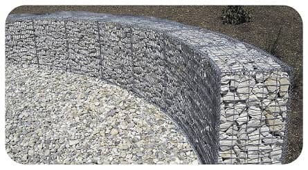 muret gabion en arrondi