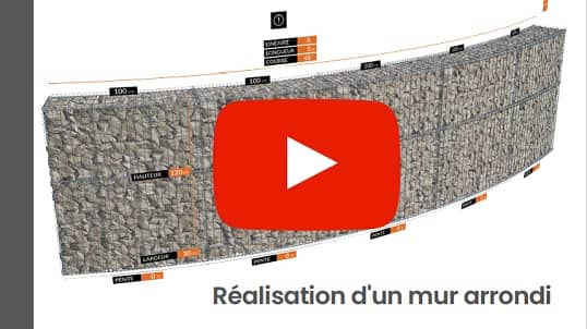 vidéo d'un muret gabion en arrondi