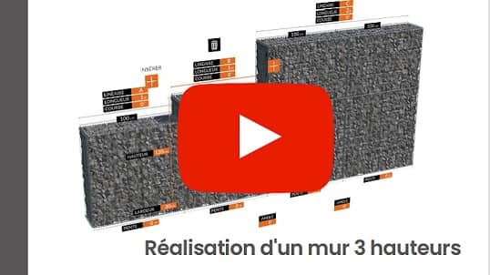 vidéo d'un mur en gabion de différentes gauteurs